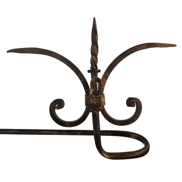 Rustic Metal Towel Bar & Towel Ring Set With Scroll Design For Country Western H - Picture 4 of 10